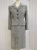 Christian Dior 1950's houndstooth wool check suit, the jacket labelled 'Christian Dior - New York