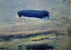 Robert Sadler (1909-2001) Oil on board Abstract with blue brush stroke, signed lower left, framed