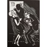 Nicholas Garland (British b. 1935) Linocut 'Couple Dancing II', single linocut from 'Annabel's,