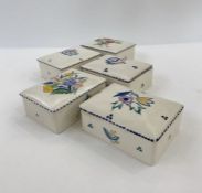 Five Poole pottery rectangular lidded trinket dishes (5)