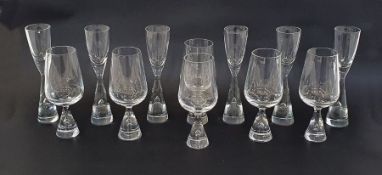 Set of six Holmegaard "Princess" sherry glasses (h.13cm, one damaged to rim) together with a set