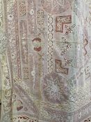 Embroidered, crocheted and drawn thread bedspread, whitework embroidered floral panels and