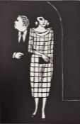 Nicholas Garland (British b. 1935) Linocut 'Couple', single linocut from 'Annabel's, The Complete