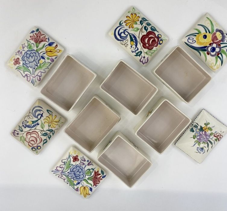 Six Poole pottery rectangular lidded trinket dishes (6) - Image 3 of 4