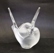 Lalique Sylvie art glass dove vase with etched mark to base, 21cm high (chipped to one side)