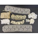 Collar of lace, probably bobbin tape lace, two panels of geometric lace, a lace collar, probably