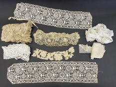 Collar of lace, probably bobbin tape lace, two panels of geometric lace, a lace collar, probably