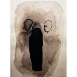 Pedro Cabrita Reis (Portugal b.1956) Watercolour / ink Untitled, two male heads staring at a black