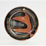 Ray Finch (1914-2012) for Winchcombe Pottery studio pottery dish in black and burnt orange,