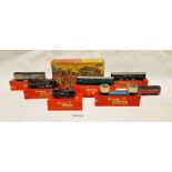 Hornby '00' gauge model set, various boxed cars, track, liveries, buildings, Airfix trackside