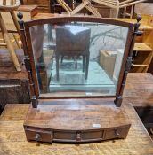 Mahogany dressing table mirror with three drawers to base, 55cm and two standard lamps (3)