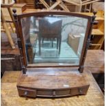 Mahogany dressing table mirror with three drawers to base, 55cm and two standard lamps (3)