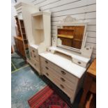 Edwardian white painted dressing chest, the mirrored top with two drawers over two short and three