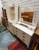 Edwardian white painted dressing chest, the mirrored top with two drawers over two short and three
