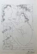 After Pablo Picasso  Lithograph  Plate 45 from the Vollard Suite 1956 depicting a sculptor and