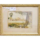 Oil on board Oriental scene A. Dunford Watercolour drawing  Snowy scene, signed and dated lower