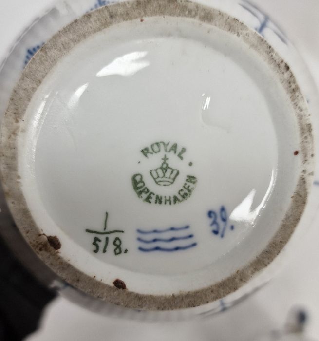 Royal Copenhagen Half Lace pattern blue and white tea wares, printed blue and green marks, - Image 4 of 4