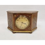 Small early 20th century mantel clock in trapezoidal case, inlaid and painted in the Chinese taste