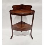 19th century mahogany corner washstand with satinwood inlay 86 cms h., x 39 x 65 approx. with a