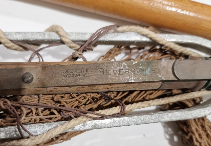 Ogden Smiths 'reversa' landing net with turned wood handle together with a vintage cane fishing - Image 2 of 2