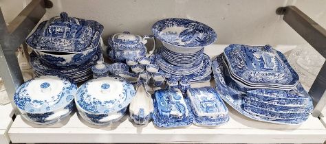 Early 20th century and later Copeland Spode Italian pattern blue and white pottery composite part-