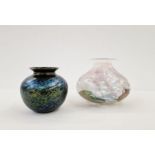 Isle of Wight iridescent glass vase, labelled to reverse, 11cm high and a Royal Brierley