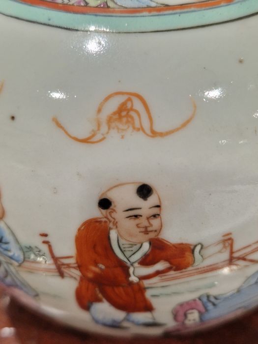 19th century Chinese porcelain ginger jar and cover painted with figures before terracing with - Image 9 of 34