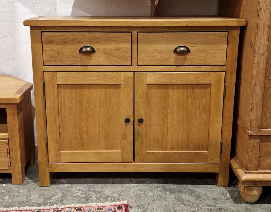 Modern Wiltshire light oak sideboard with two drawers and cupboards below, on straight supports - Image 2 of 2