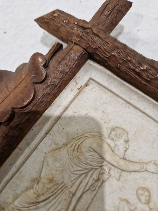 Late 19th century Continental white biscuit porcelain rectangular plaque, moulded with classical - Image 3 of 17