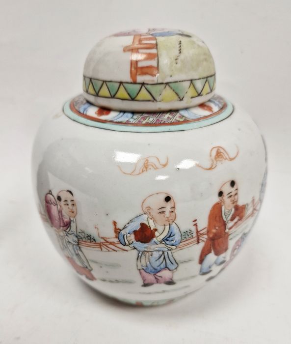 19th century Chinese porcelain ginger jar and cover painted with figures before terracing with - Image 3 of 34