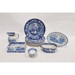 Group of English transfer-printed blue and white pearlware, early 19th century, comprising a Spode