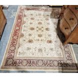 Modern 'Colours' by B&Q cream ground rug with floral pattern, multiple floral borders 230cm X 160cm