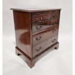 Mahogany cupboard with two hinged doors (four dummy drawers), brass swan neck handles 74 x 65 cms