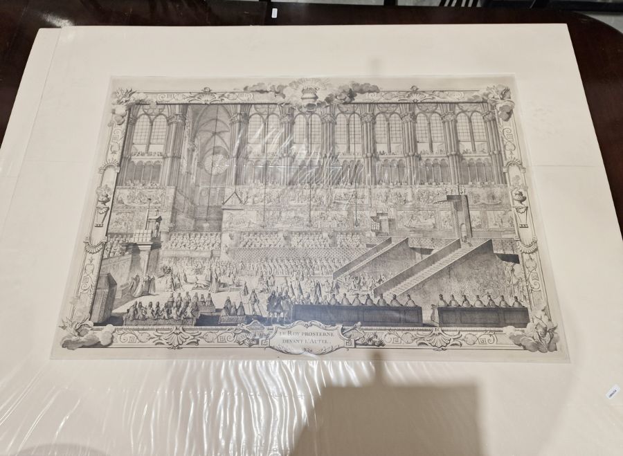 Set of six large engraving reproductions entitled "L'Arrivee de la Ste. Ampoule", "Le Roi - Image 3 of 7