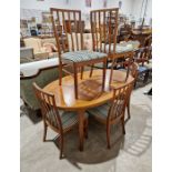 McIntosh D-end extending dining table, 150cm unextended and a set of six dining chairs with
