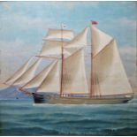 Unattributed Watercolour drawing 'Little Mystery - JH Greet Master' Built 1887 a top sail