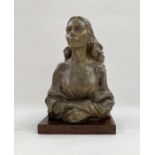 After Irena Sedlecka, resinous bust of Maria Callas, on hardwood base, 28cm high