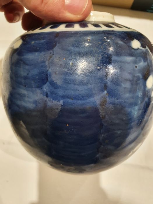 Two Chinese blue and white prunus decorated lidded ginger jars, each with double-ring mark to base - Image 11 of 22