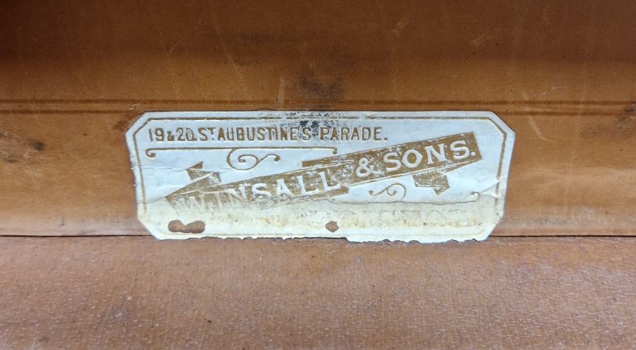 Large leather suitcase with part fitted interior of bottles, brushes, mirrors, etc, with name plaque - Image 3 of 32