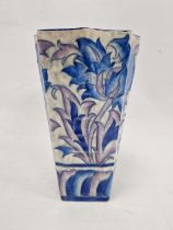 Charlotte Rhead Crown Ducal Art Deco tapering pottery vase, peony pattern, printed and painted