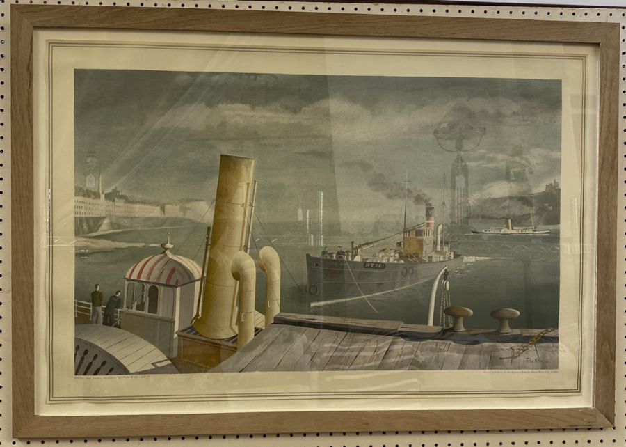 After Felix Kelly (1914-1994) Lithograph "Drifter and Steamers', signed and dated lower right, - Image 5 of 5