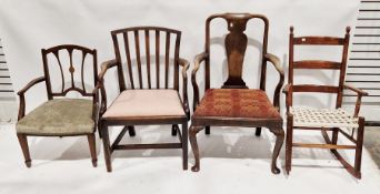 Rocking chair, an Edwardian mahogany chair and two other chairs (4)