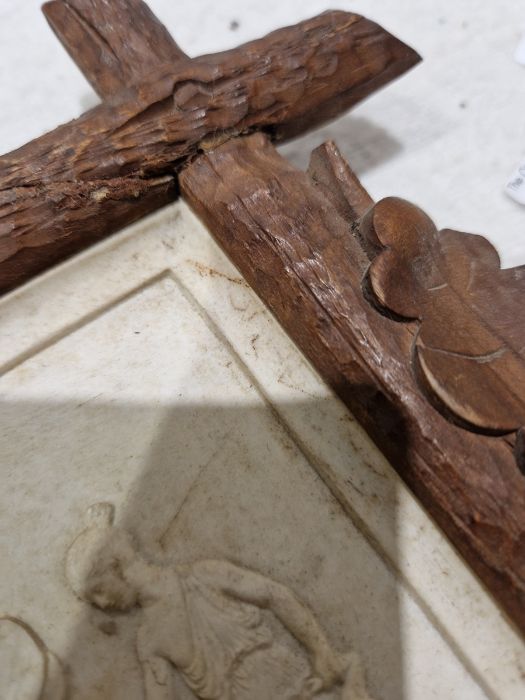 Late 19th century Continental white biscuit porcelain rectangular plaque, moulded with classical - Image 8 of 17