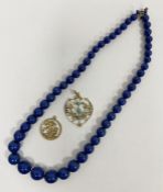 Edwardian 9ct gold, seedpearl and turquoise pendant, 2g approx., a 9ct gold St George circular