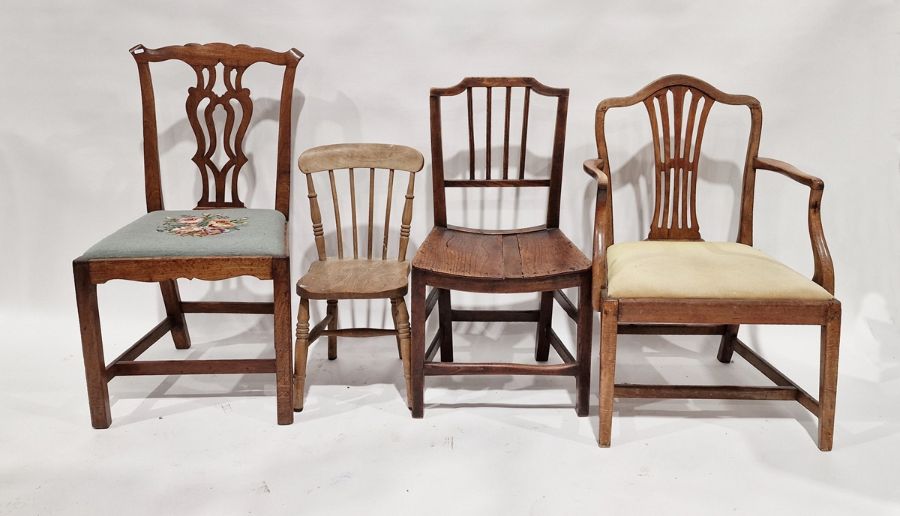 Pair 18th century Chippendale-style mahogany dining chairs, each with serpentine top rail, pierced