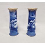 Pair of Royal Doulton blue and white Children's Series cylindrical vases each printed with