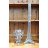 Mid-20th century Vannes France clear glass vase with raised exterior oval bubbles, 19cm high and a