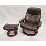 Ekones Stressless leather consul chair and matching footstool (2)