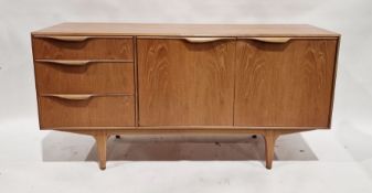 Mid-20th century McIntosh teak sideboard with pair of cupboards, three drawers, on tapering