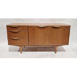 Mid-20th century McIntosh teak sideboard with pair of cupboards, three drawers, on tapering